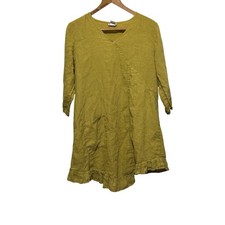 Match Point USA Linen Mini Dress Tunic Shift Size Medium Marigold Lagenlook