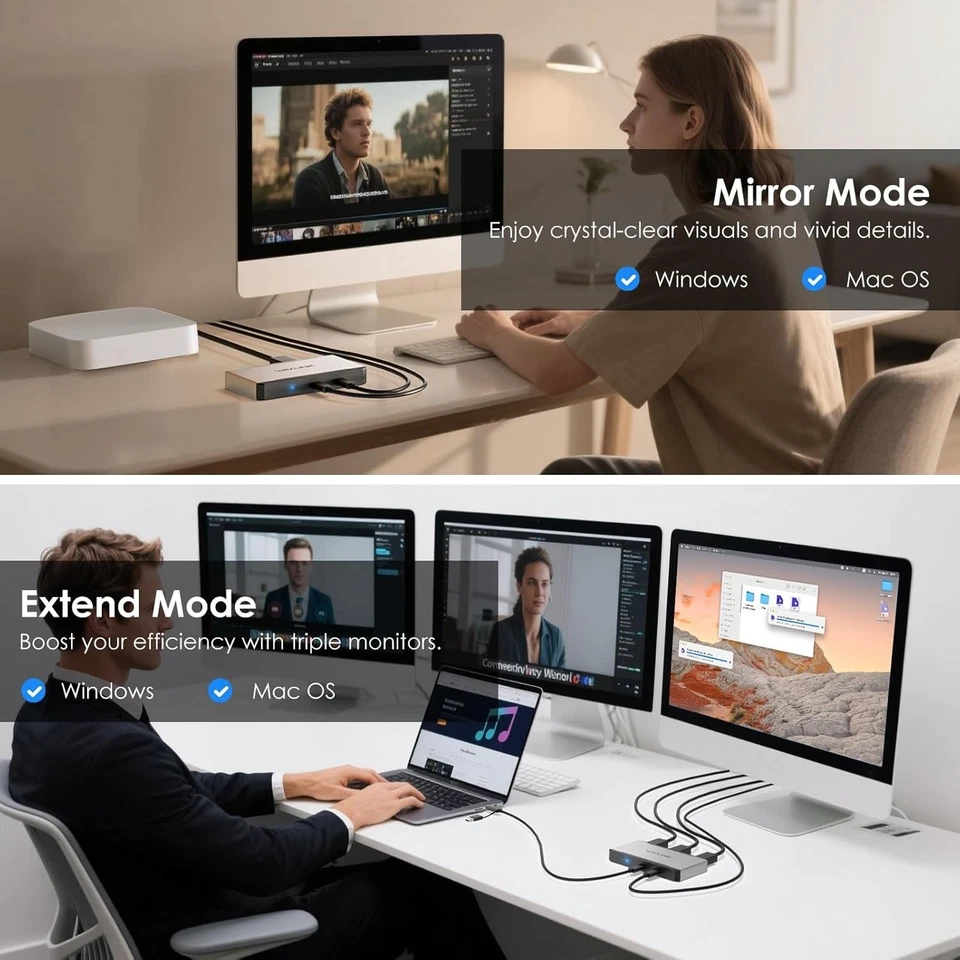 WAVLINK WL-UG7701 Triple 4K60 Display Adapter USB-C/A 3xHDMI 2xDP 100W PD - Image 3 of 4