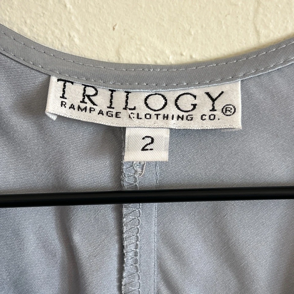 Maxi Vestido Sin Mangas Vintage Y2K Rampage Trilogy Azul Iridiscente Sin Mangas Acanalado 2 Foto 4 de 4