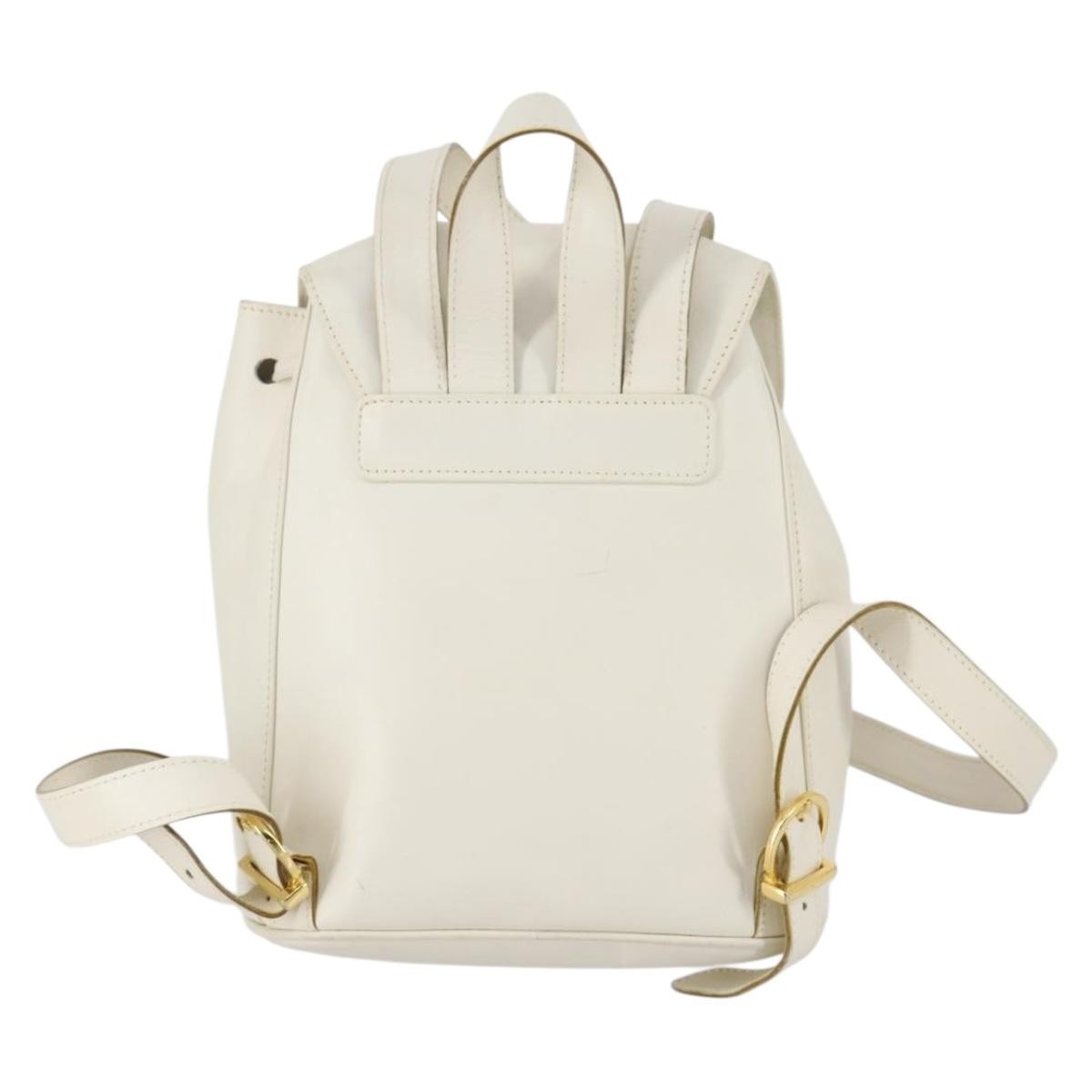 Salvatore Ferragamo Backpack Leather White Gold Auth 154163 Salvatore Ferragamo Backpack Patent leather White Gold Auth  main image 3