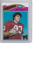 1977 Topps Pat Tilley Rookie St. Louis Cardinals Football Card #412. rookie card picture