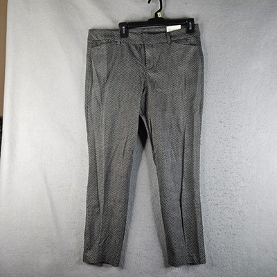 Old Navy Pixie Pants Womens 14 Black Diamond Print Mid Rise Ankle Length