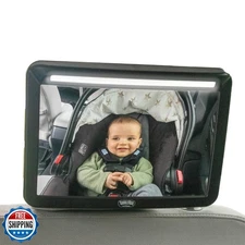 Toddleroo by North States - Deluxe LED Baby Car Mirror with Light: Rear Facin
