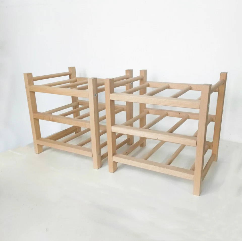 Set 4 Cantinette IKEA HUTTEN legno porta bottiglie (tot.36) usato buono stato - Immagine 3 di 4