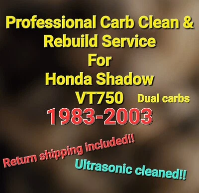83-03 Honda Shadow VT750 Professional CARB CLEAN & REBUILD SERVICE VT 750 2-Carb - Bild 1 von 4