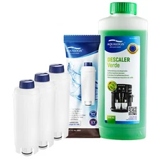 3 Water Filter ALS002 for Delonghi DLSC002 and Descaler Descaling Liquid 500 ml