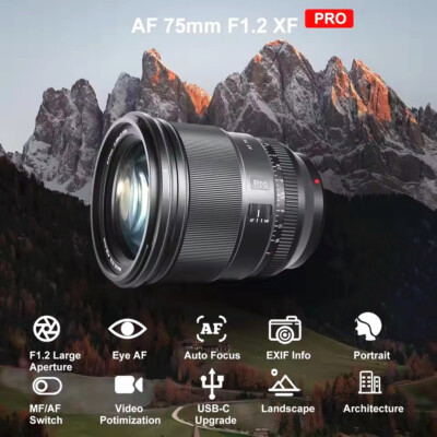 VILTROX 75mm F1.2 Pro Auto Focus Large Aperture Lens For Fujifilm Fuji X-Mount