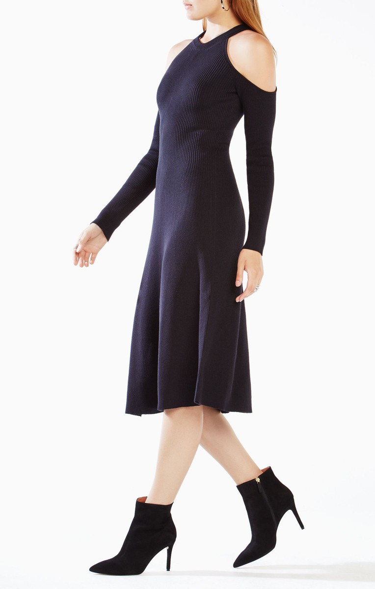 bcbg black sweater dress NEW MAXAZRIA Ines Cold Shoulder $385 SIZE S NORDSTROM Size:US 2
