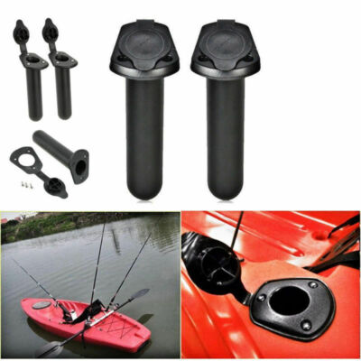 2Pcs Plastic Flush Mount Fishing Boat Rod Holder and Cap Cover for