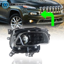 For 2014-2017 2018 Jeep Cherokee Halogen Black Headlight Passenger Side Headlamp