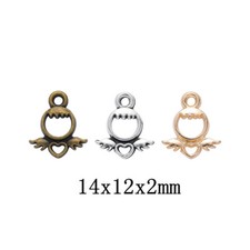 14 14 2MM Handmade Crafts angel Hollow out Alloy Charm DIY Pendant 100pcs