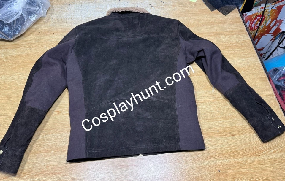 Men Rick Grimes The Walking Dead Season 6 Suede Leather Jacket with Front Pocket - Image 4 of 4