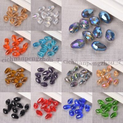Wholesale 30Pcs 8x12mm Teardrop Faceted Crystal Glass Loose Crafts Beads For DIY