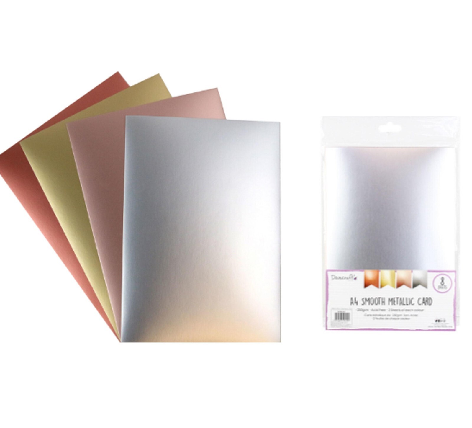 A4 Dovecraft 250gsm Smooth Metallic Card Arts & Crafts Premium Quality