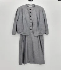 Vintage 50’s Nelly Don 2 Piece Jacket Dress Grey Work Boss Luncheon Dress Blazer