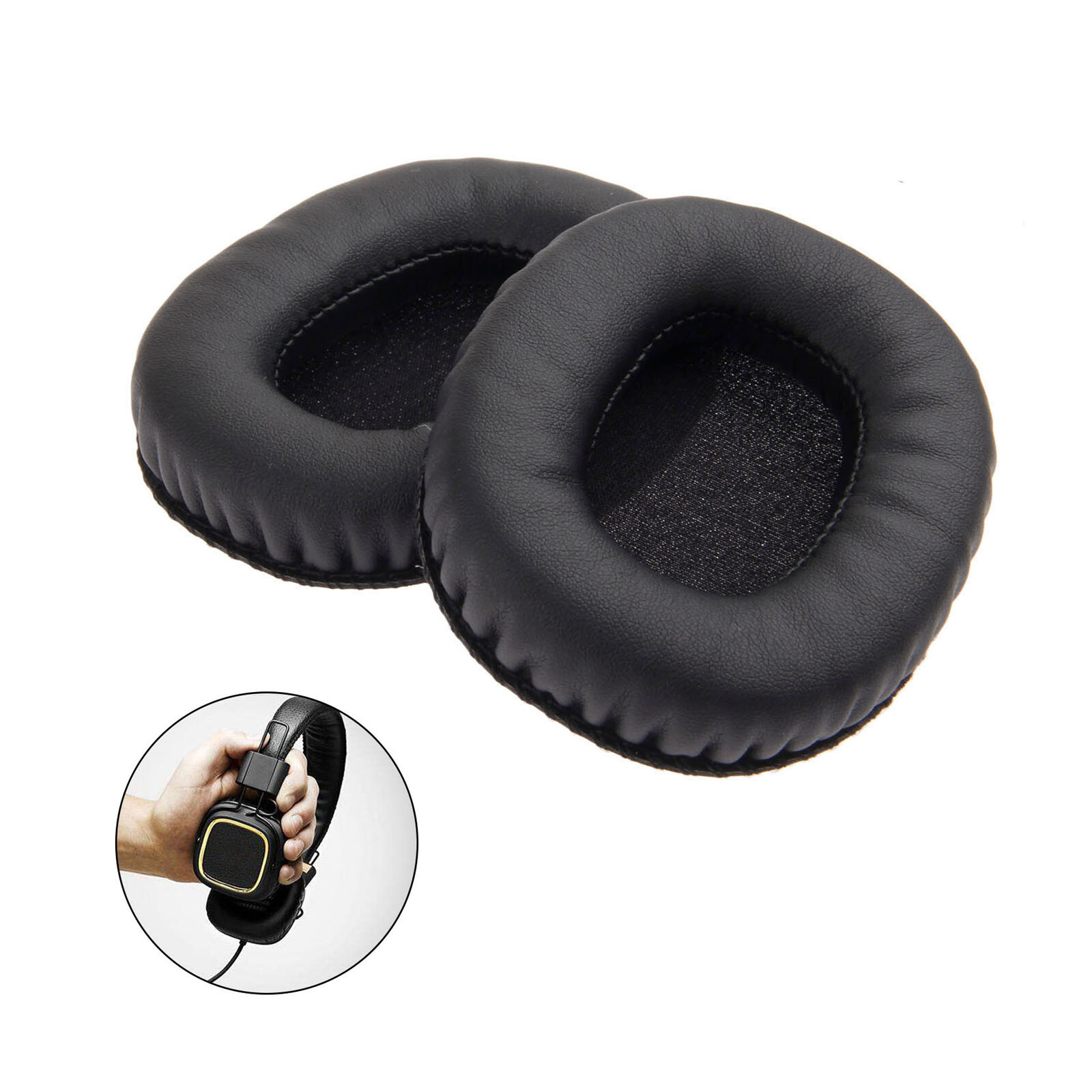Black Ear Pads Cushions Part Fit for Marshall Monitor Over-Ear Stereo Headphone