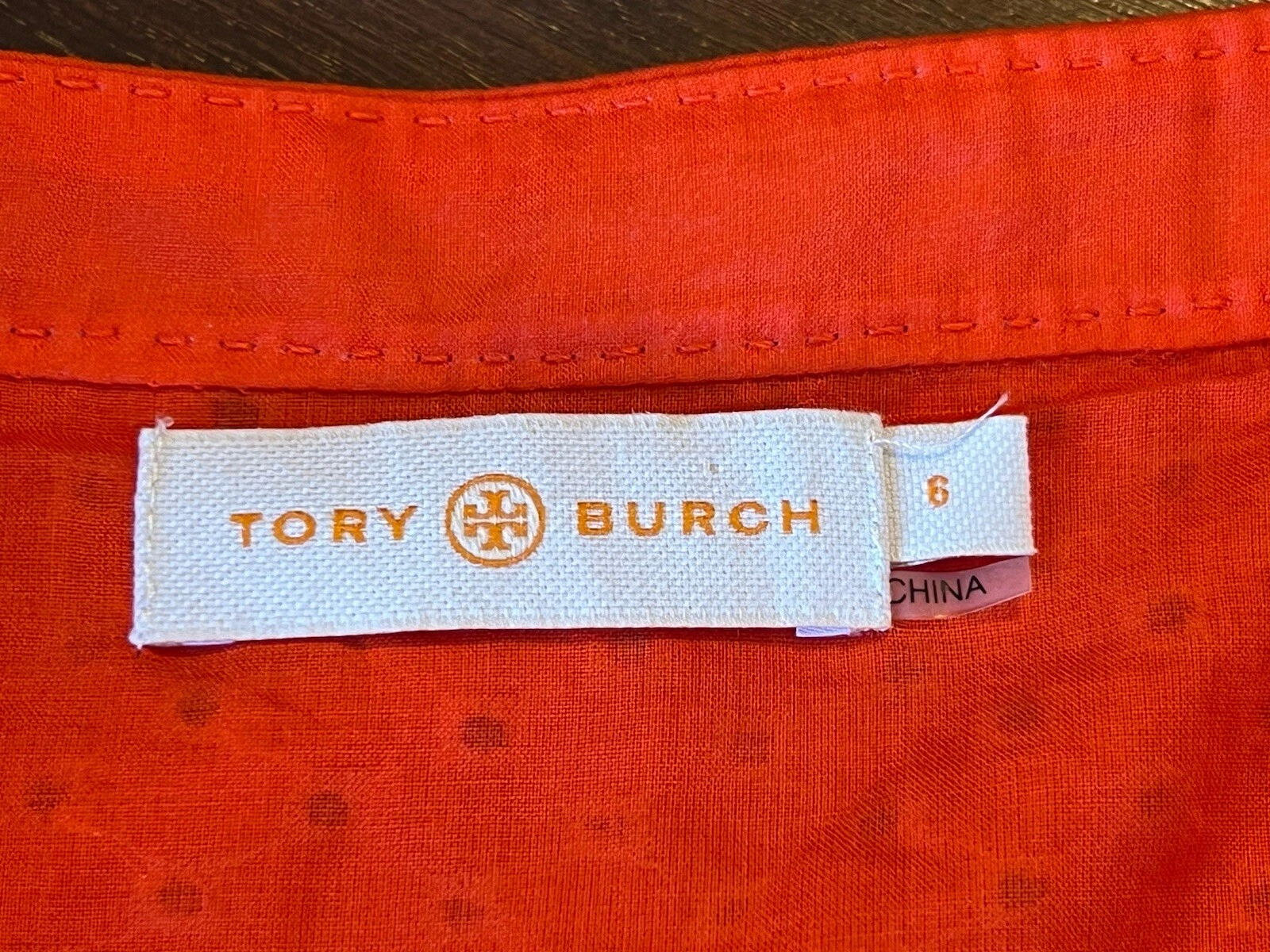 Abito donna Tory Burch Berdine con occhielli taglia 6 rosso senza maniche foderato a cuore