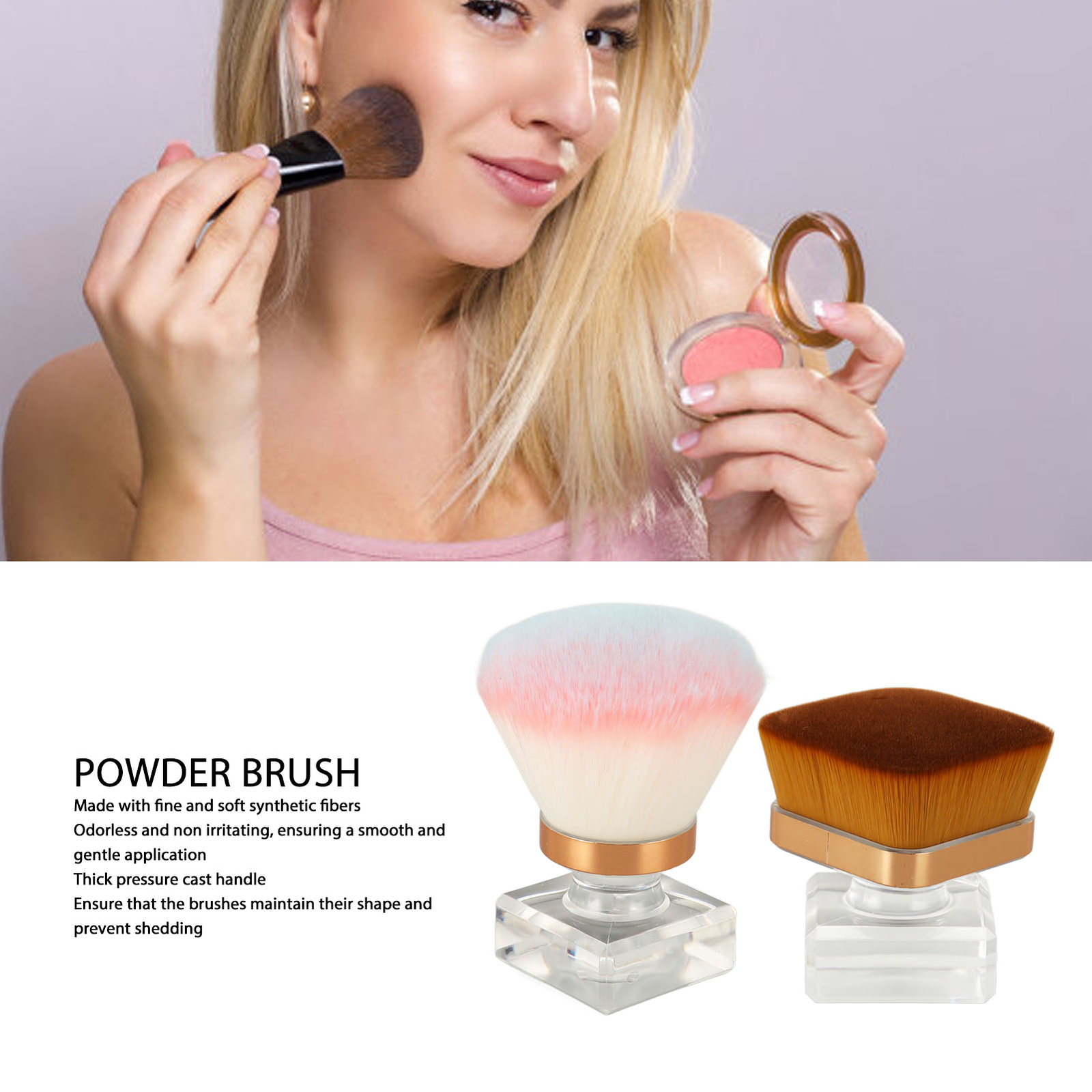 Flat Top Foundation Brush Synthetic Fiber Loose Powder Blush Brush Set