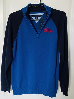 NWT Tommy Hilfiger for Boy jumper sweater Blue Cotton Size(20) Long Sleeve Zip