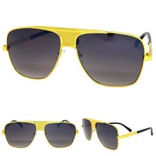 Oversized Classic Vintage Retro Hip Hop Style SUNGLASSES Large Square Gold Frame