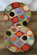 2 Pier One URBAN DOT 11 1/2" DINNER Plates