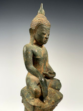 Burma Burmese Bronze Buddha on integral base ca. 18th century