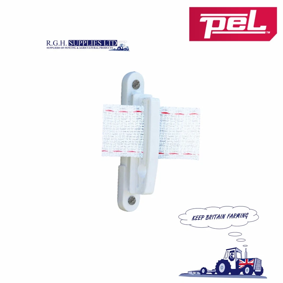 25 x PEL Wood Post Wide Tape Insulators - 40mm - UV Stable For Long Life.