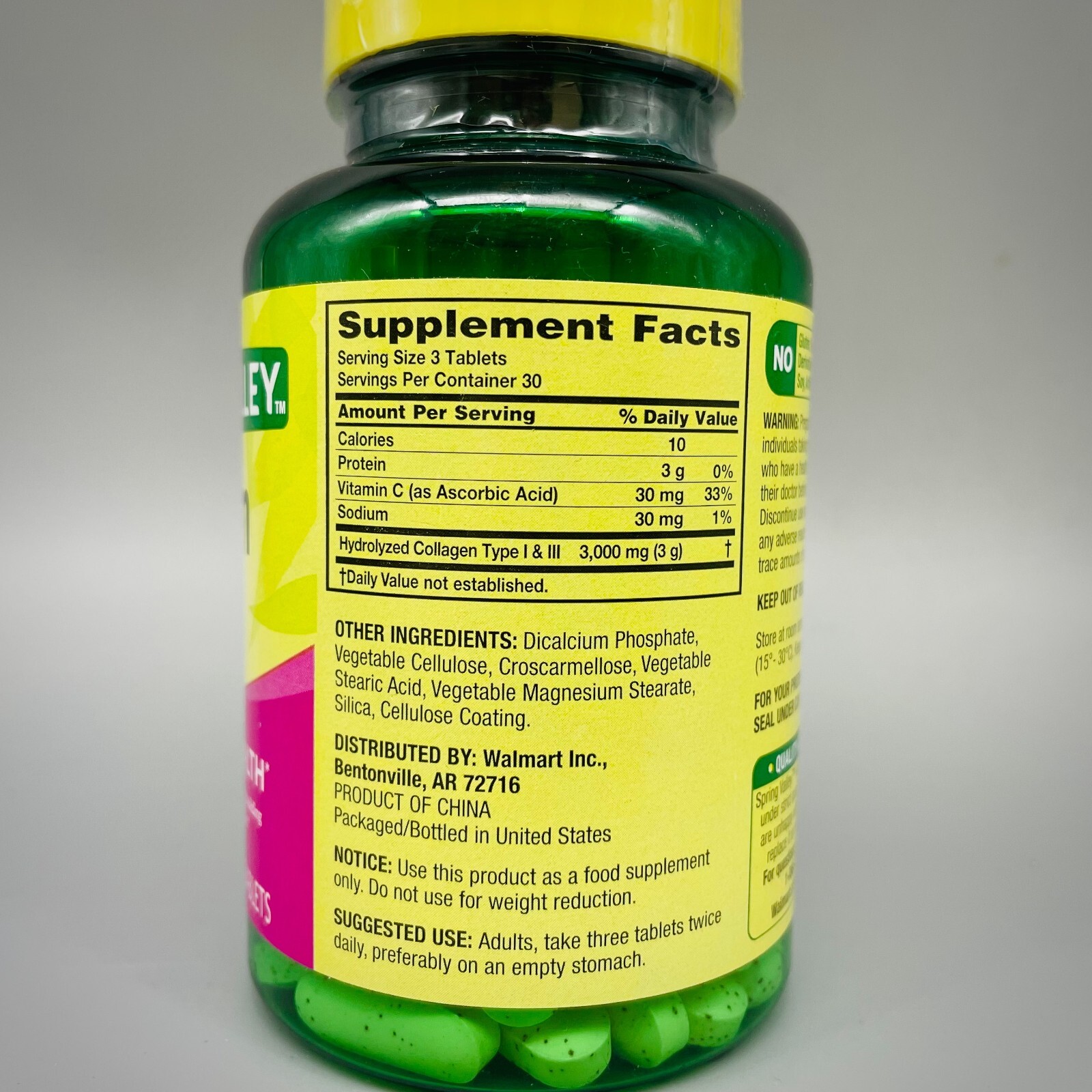 Spring Valley Collagen Hair/Skin/Nail Health 1000mg, 90 Tablets 2PK 1/