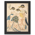 Tableau Déco - Estampe Utamaro II 'L'Oiran Hanaogi' - Toile Sur Cadre - Neuf Prêt à Accrocher