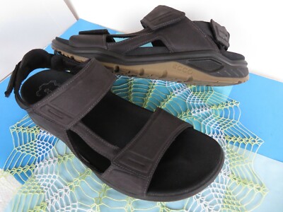 ECCO ~ Men's Shoes BORBA Leather Open Toe Slingback Black Nubuck Size 14 ~ EXCEL