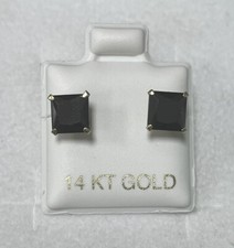 Stud Earrings 14K Solid Gold 6MM With Safety Screw Back