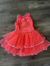 Child Sparkly Coral Dress Weissman Dance Costume XSC One Piece Halloween
