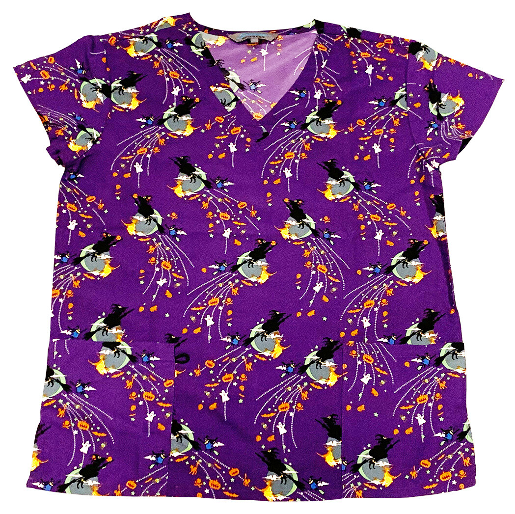 Women's Halloween Christmas Ultra Soft Medical Nursing Scrub Tops S to