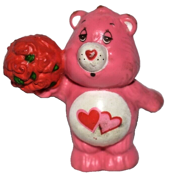 1983 Kenner Care Bears Love A Lot Bear With Bouquet Of Flowers PVC Figure 2
