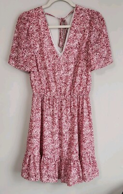 Rebwcca Minkoff Dress Pink Floral V Neck Fit And Flare Aline
