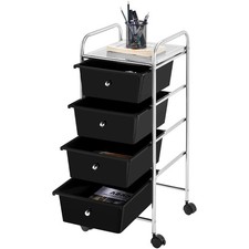 Plastic Trolley with 10 Drawers Rolling Cart Organizer Utility Cart Storage,Blue