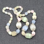 Vintage Pastel Selenite Bead Necklace Silver tone Estate Costume Jewelry 18"