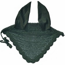 HORSE FLY BONNET FLYVEIL EAR BONNET GREEN FLY VEIL COTTON CROCHET HANDMADE TACK