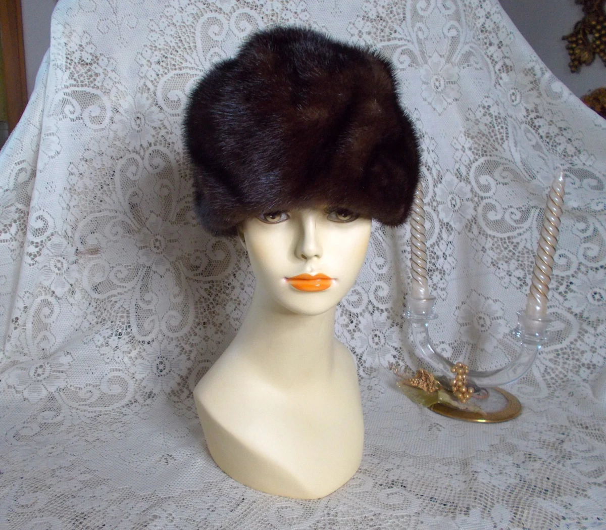 Lloyd Wright Vintage Brown Mink Fur Draped Hat with Tail Eveningwear 1960s Vintage Hats for Women for sale | eBay main image 2