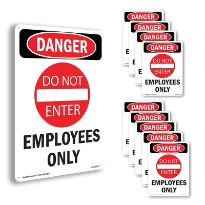 #ad Employees Only OSHA Danger Sign Metal Plastic Or Decal 5 or 10 Pack $238.99