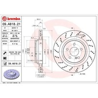 Brembo 2X Bremsscheibe Hinten Ø320 Mm Gelocht/Innenbel. FüR Mercedes-Benz SL
