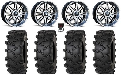 MSA Vibe 14'' Wheels Dark Tint 28'' Outlaw M/T Tires Kawasaki Brute Force IRS