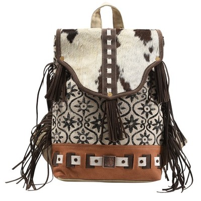 KB OHLAY KB378 Backpack Upcycled Canvas Hair-On Genuine Leather women bag