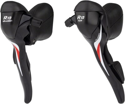 microSHIFT R10 Drop Bar Shift Lever Set - 3 x 10-Speed, Shimano Compatible, Blac