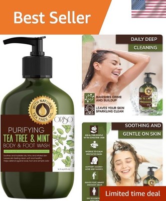 Moisturizing Mint Tea Tree Body Wash - Antibacterial Cleanser for Men & Women