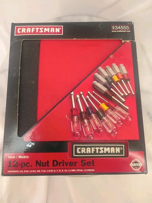 #ad NOS Craftsman USA 12pc Nut Driver Set Metric SAE In Case NIB NEW $70.00