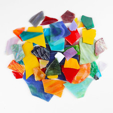 1LB Irregular Stained Glass Scraps, Assorted Color Mosaic Glass Pieces for DIY C
