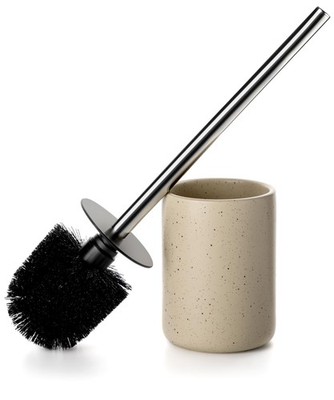 Ceramic Toilet Brush & Holder Set - Freestanding Deep-Cleaning Toilet Bowl Cl...