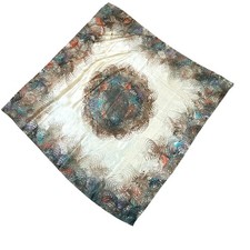 Vintage 70s Japan Scarf Marbled Watercolor 31" Square Hand Rolled