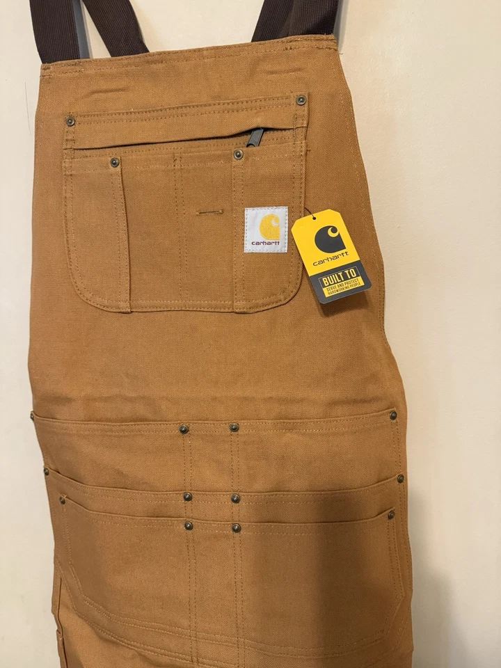 Carhartt Men's Firm Duck Apron Tan Tool Pouches Pockets Brown NWT NEW - Image 3 of 4